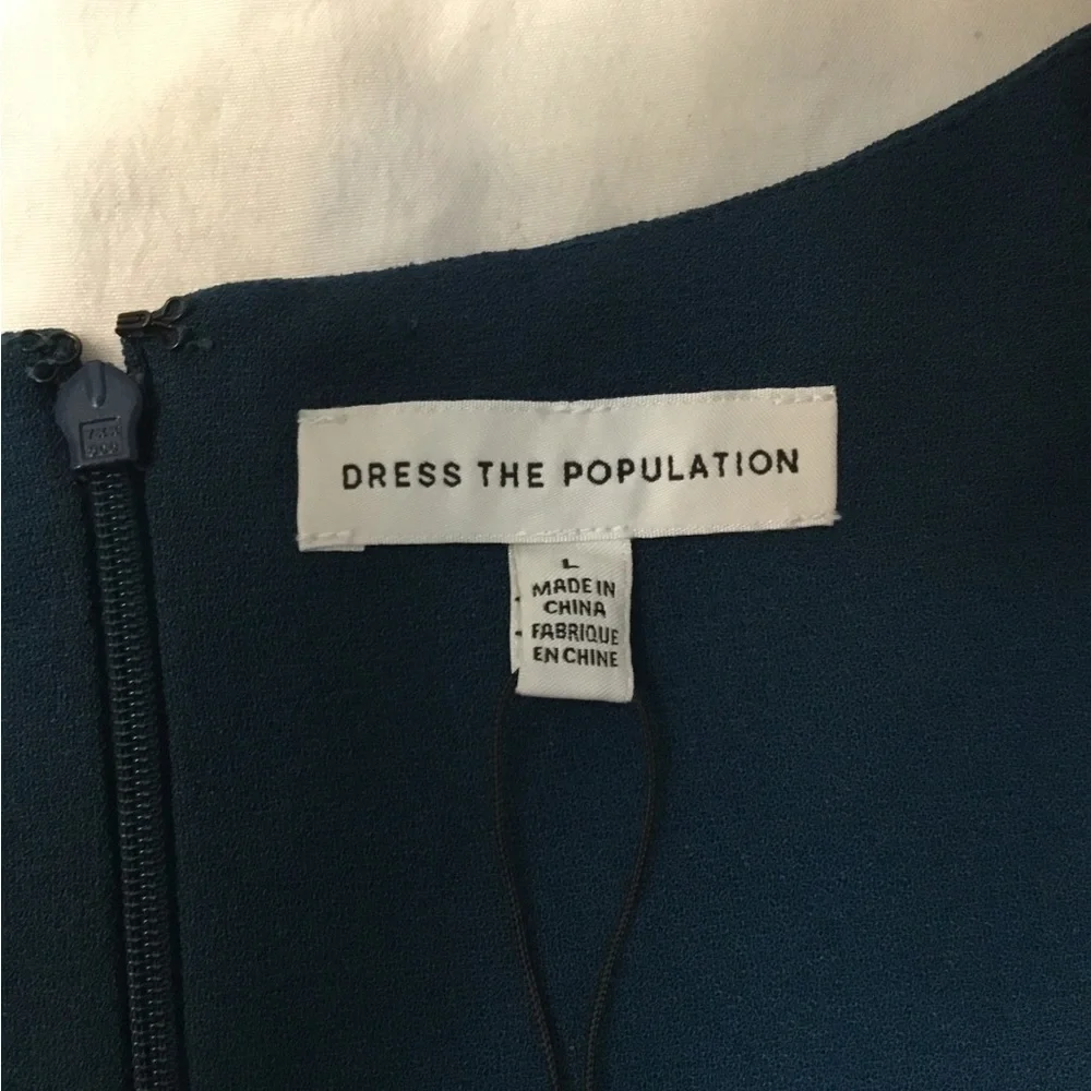 Dress the Population Blue Sheath Midi Dress Sweetheart Neckline - Picture 3 of 14